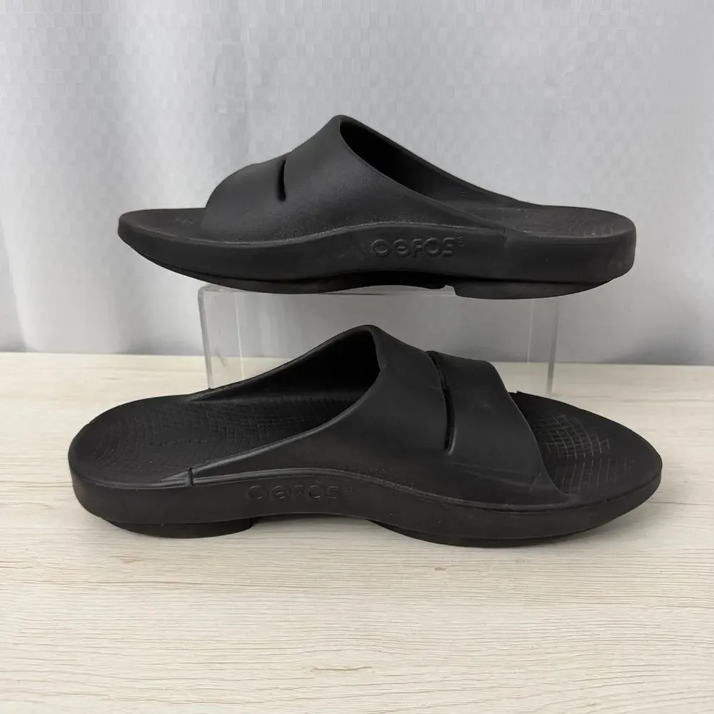 Oofos OOahh Slide Mens Size 14 Black Recovery Sandals